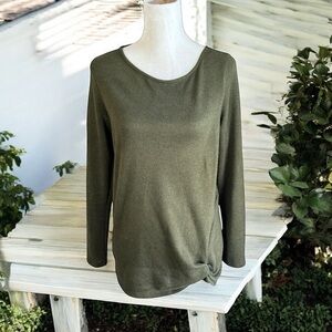 Isela Army Green Knot Tie Blouse